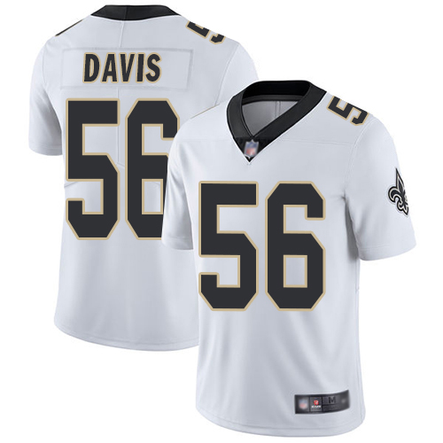 Men New Orleans Saints Limited White DeMario Davis Road Jersey NFL Football #56 Vapor Untouchable Jersey